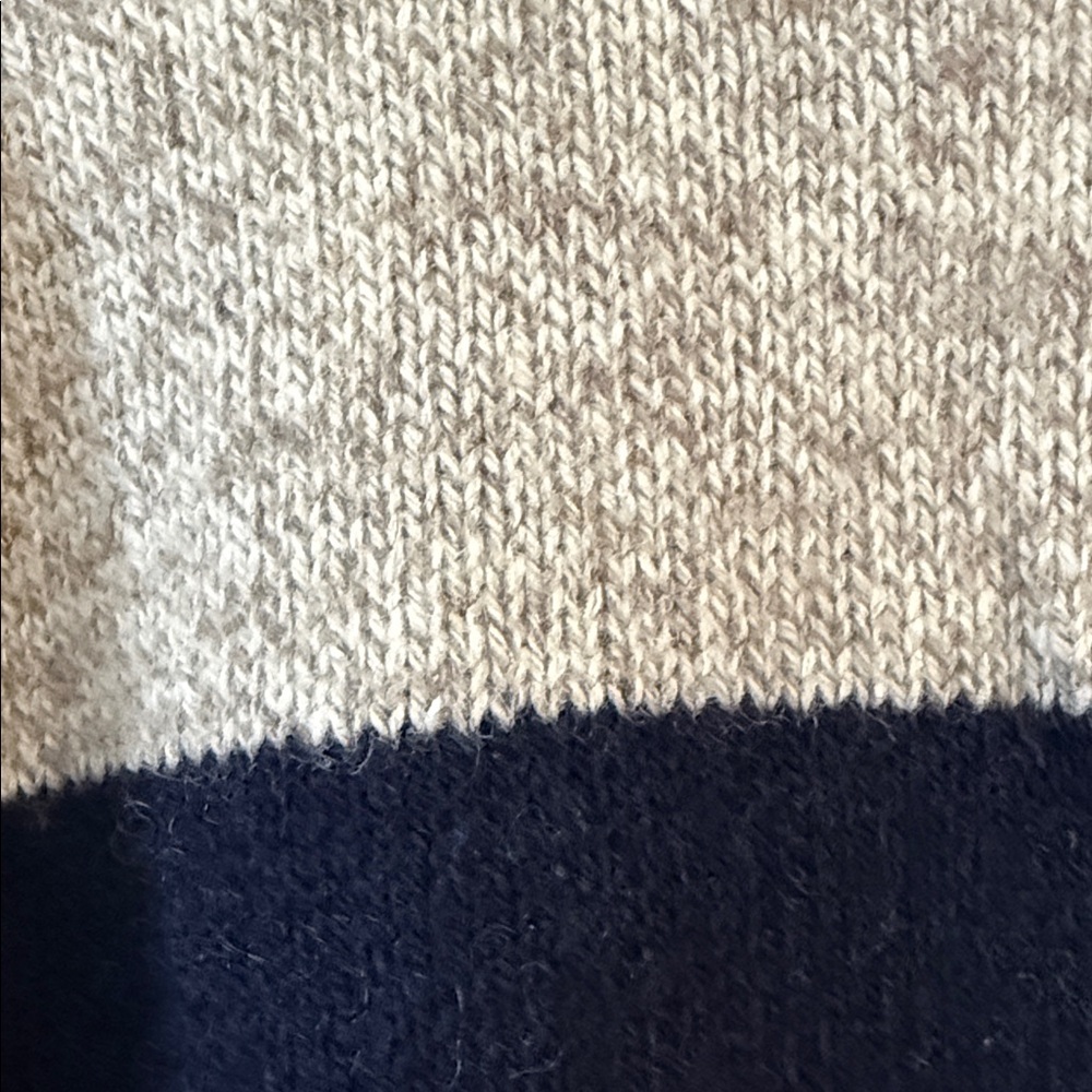 L.L. Bean True Vintage 80’s Ragg Wool Rugby Stripe Sweater Tan Navy Men’s XL - Picture 11 of 13